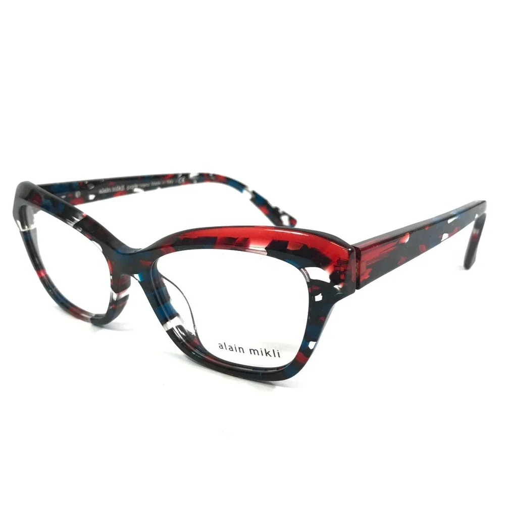 Alain Mikli Eyeglasses Frames Sephine A03147 005 Mosaic Red Blue 54-16-145